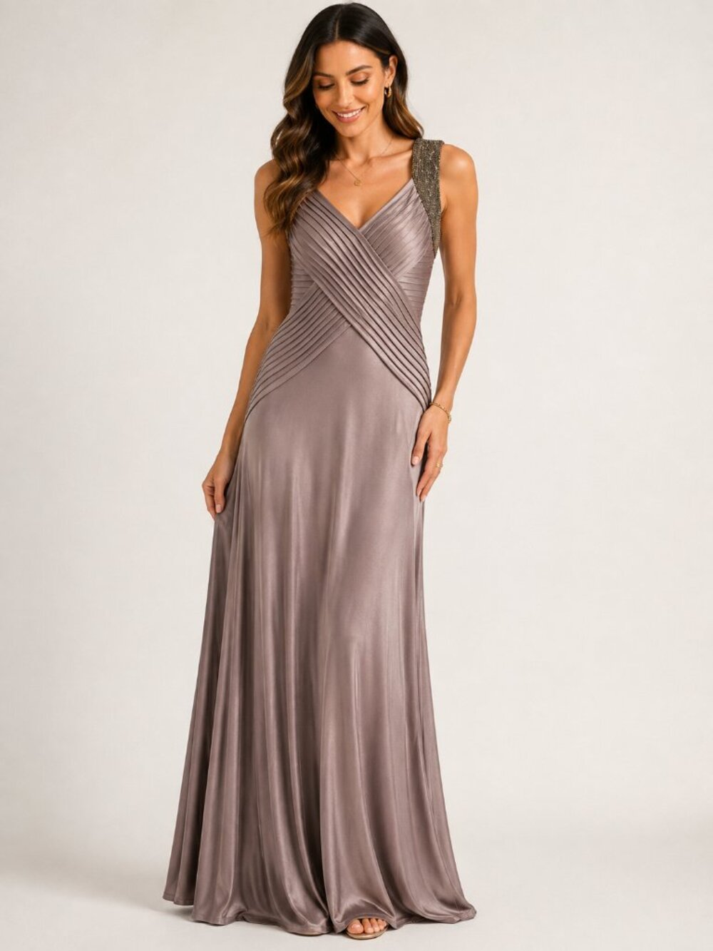 Calvin Klein Bronze Metallic Maxi Dress 4 Fall Wedding Guest Formal Gown